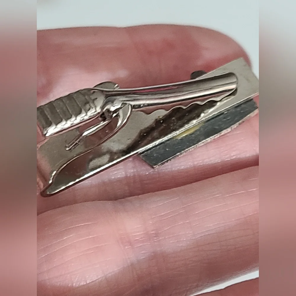Mens mail delivery truck tie money clip vintage silver very detailed estate